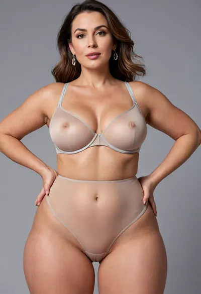 50 year old milf, * Face and Expression, She has a full, rounded face with defined cheekbones and a confident, expressive gaze. Her eyes are captivating light blue-green and highly detailed. She wears polished makeup, highlighting her luscious, full lips with lipstick. Her thick, expressive eyebrows frame her attentive gaze. * Hair, Her hair is styled in soft waves, featuring a light brown base with warm caramel and amber highlights, complemented by subtle gray streaks that contribute to her sophisticated, mature aesthetic.
🏋️‍♀️ Physique and Body Shape
She possesses a dramatically voluminous, plus-size figure with significant, soft density distributed across her frame, presenting a powerful, sculpted silhouette. * Upper Body, She has an ample, full chest which is robust and naturally shaped. Her torso is full and well-developed, creating a smooth, substantial curve from her bust down through her abdomen. * Lower Body, She possesses exceptionally wide hips that transition into powerful, full and substantial thighs. Her voluminous posterior shows immense rearward projection, creating a striking, rounded profile. The overall impression is one of immense, sculpted volume and strong curves. * Skin Texture, Her warm, light beige skin displays a natural, realistic texture, presenting an authentic and body-positive portrayal of a mature figure.
👗 Attire, Control Mesh Set, (#7), Garment Type and Fabric
The intimate wear is a matching set of a supportive bra and high-waisted brief, constructed from a strong, non-sheer power-mesh fabric in a solid black.
Fit and Contouring Emphasis
The set is engineered for maximum support and a smooth, sculpted appearance, treating the figure as a strong foundation. * Bra Fit, The bra features a full-coverage cup with strong underwire and wide, fixed shoulder straps, designed specifically for excellent lift and support of the ample chest. The fit is secure and highly functional. * Brief Fit, The high-waisted brief comes up well over the navel, covering the entire midsection. The power-mesh lies smoothly, sculpting and compressing the figure for a streamlined, clean line under clothing. The bottom provides full coverage of the posterior. * Overall Effect, The combined garments create a powerfully sculpted base layer, where the volume of her figure is contoured and smoothed by the strong, technical fabric, resulting in an elegant and controlled shape.
The woman is posed in a safe, confident manner that highlights the commercial, functional nature of the intimate wear. * Pose, She is standing confidently at a slight angle, with one hand near her neck, adjusting a simple piece of jewelry, (such as a pearl necklace or earring), . * Setting, She is in a minimalist, bright commercial studio, emphasizing the "ready-to-wear" and supportive nature of the garment. The context is entirely focused on fashion and fit, not suggestion., bottomheavy, big, ass, huge, gigantic, thick, thighs, massive, <lora:bottomheavy_v1_sdxl_LoRA:.8>