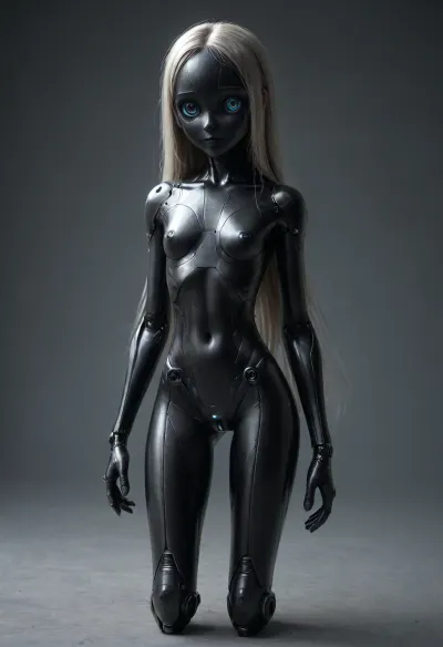 carbon android, mechA GIRL, carbon fiber body, carbon face, skinny, thigh gap, carbon pussy, very long metallic hair, thick hair, (cute:1.5), (young:1.5), cf_style, <lora:Carbon_Fiber_Style_World_Morph_SDXL_-_Snoodler_-_V2.0:.8>, ral-carbonfiber, <lora:ral-carbonfiber-sdxl:.8>, robot, transformation, robotization, <lora:RoboTF:.8>