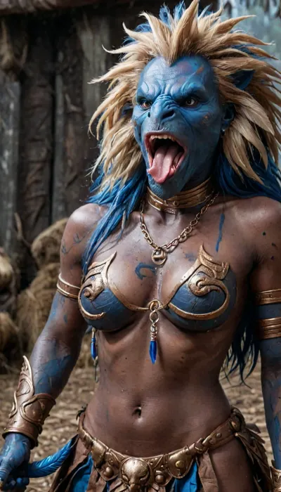 A beautiful woman in an iconic fantasy sci-fi cosplay, standing in a golden desert with soft dunes under a cloudy sky, Sunset, wearing a detailed metallic gold and olive-green bikini armor inspired by Slave Leia from Star Wars, adorned with intricate accessories like a gold arm cuff, ornate choker with chains, and hip ornaments, flowing burgundy fabric draped from her hips, long intricately braided brown hair with golden hairpieces, natural but glam makeup, cinematic lighting, high-detail, sharp focus, cosplay photography, regal and commanding pose, le_ia, braid, ponytail, slave, leia, costume, double, bun, hairstyle, she, is, wearing, white, gown, smiling, hyper natural sagging breasts, ((perfect fingers, perfect skin, maigre, musclé)), ultraHDR, 4k, 8k, quality, jpeg artifacts, ((Drizzt Do'Urden:1.32), drow warrior, (dark night blue skin:1.82), tall, angry, muscular, strong, (wearing Drizzt Do'Urdens armor, magical scimitars, Twinkle and Icingdeath, a bow Taulmaril on his back, daggers, signature Piwafwi cloak with lion fur pelt, dungeons and dragons inspired chainmail), purplish blue skin, black and purple hair, Dark, drow Warrior, Drow, tattooed, scarred, purple eyes, uberfit, blue skin, bloody, blood spatter, Elf, Warrior), Realism_Quality_2xx_By_Stable_Yogi, score_9, score_8_up, score_7_up, ((very handsome femal elf face:1.3)), (((extremely ultra detailed face:1.3))), perfect fingers and hands, break, female drow elf barbarian, (blue skin:1.24), tall, angry, busty, curvy, thin waist, big boobs, big butt, slim, fit, vitiligo, strong, fur pelt armor, dungeons and dragons, purplish blue skin, black and purple hair, Dark, Elf, Warrior, Drow, tattooed, scarred, cock in mouth, (brutal face fuck), Blowjob, (tears in eyes:1.5), (running makeup), (cum drips from nose:1.3), (cum drips from mouth:1.3), ultra hd, photorealistic, gigantic lion cock in mouth, ((giganticlion cock in mouth:1.6)), (man is choking woman from behind:1.4), ((hogtied, bound with large chains to a torture table:1.12)), zavy-brbrn, gangbang, double anal penetration, anal spitroast, groupsex, deepthroat, (full body view:1.4), (extreme size difference:1.6), (ultra realistic), (maximum quality), (high resolution), (extreme detail), (ultra realism), UHD, super high quality, highly detailed, high resolution, perfect lighting, natural lighting, Uber realistic, ultra detailed, masterpiece, 35mm photograph, film, professional, hdr, photographic, ultra realistic, ultra high details, back light, (dynamic pose), (dynamic angle), (random angle), (random pose), (dynamic view), (random view), best quality, volumetric lighting, golden hour lighting, dramatic shadows, rich details, nature-inspired color palette, (((very handsome elf face:1.3))), real life, RAW photo, subject, 8k uhd, soft lighting, high quality, perfect fingers, (extreme size difference:1.1), <lora:leia - le_ia sdxl:2>, <lora:Dark_Elf_Warrior:2>, <lora:Drow:2>, <lora:LCMTurboMix_Euler_A_fix:2>, <lora:zavy-brbrn-sdxl:2>