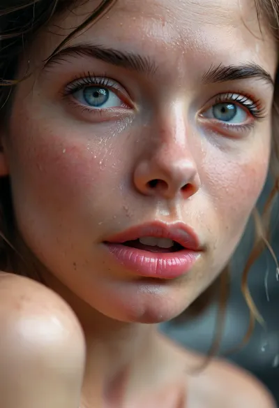 A highly detailed, close-up portrait of a 25 years old woman, her face filled with joy and concentration. She is sucking on the glans on the penis, and the suction causes her cheeks to cave inward due to the pressure in her mouth. The image focuses on the intricate details of her face, capturing the texture of her skin and the vivid clarity of her eyes. The glans is visible but blurred, and the gentle inward pull of her cheeks is highlighted, creating a sense of intimacy and realism. The portrait is high-resolution and hyper-realistic, emphasizing the serene and joyful expression on her face as she engages with the glans, ultra-sharp details, realistic skin texture, refined contrast, 8k detail, authentic facial expression, clean composition, (maximum photo quality:1.4), (maximum resolution:1.5), delicate face, closed eyes, (perfect lit pussy:1.4), wet body monsoon rain, cloudy, smoke, atmospheric, clouds, fog, <lora:DetailedEyes_V3:.7>, <lora:Cloudy_Style:.1>, <lora:MJ52:.4>, <lora:Portrait_perfection:1.3>
