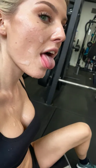 Hot extremely gorgeous amateur athletic girl, 18 years old athlete, breathtaking natural beauty, short blonde hair, gym training session, ocean-green natural eyes, freckles everywhere, athletic skinny Instagram toned body, astonishing beautiful young face, Instagram gym model, full Botox lips, wide mouth, small upturned nose, perfect cheekbones, extremely pale skin, flat gym abs, perfect chin, delicate thin eyes, very slim athletic girl, Best quality, realistic, extremely slim microwaist, very huge saggy tits, large natural breasts with tight black-sports-top, black yoga-low-waist-shorts, high sport socks with training shoes, casual gym scene, (sitting exhausted on gym bench:1), oily detailed skin, sweat stains on her clothes, (close-up portrait side view from below with body perspective:1), focus on her detailed face, (hyperrealistic:1.5), fresh face, very detailed, white teeth, realistic skin imperfections, high quality, skin pores, acne, pimples