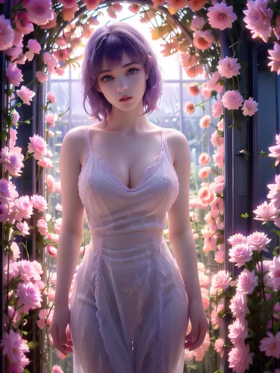 照片中的女人令人惊叹,有着类似瓷质的外表和光滑的脸. 她的眼睛又大又蓝,被长的鞭子捆住. 她的嘴唇满满粉色,脸上略带微笑. 