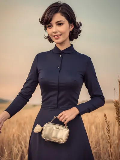 La femme soviétique dans les années 1980 était une vraie beauté, avec des franges droites, des lèvres pleines et un beau sourire. Elle portait une robe de style pinup qui montrait ses courbes et mettait en valeur sa beauté naturelle. Sa robe a été faite de
