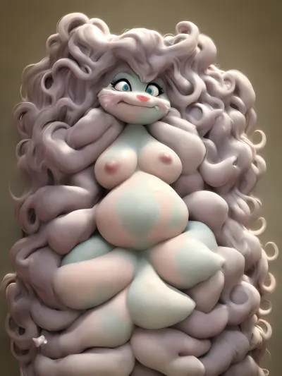 La mujer estaba desnuda en la cama, su barriga redonda abultándose mientras estaba follada en el culo por un monstruo. Su piel perfecta brillaba con sudor y semen, y su boca colgaba abierta en un silencioso grito de placer. El monstruo