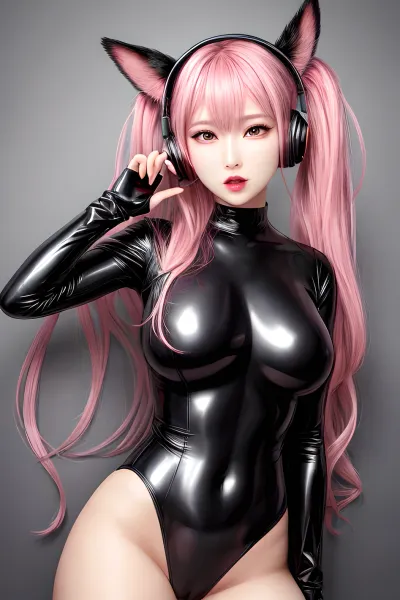 The AI generated porn picture features a Kpop idol with a high res 8k resolution, wearing an ultra high res detailed facial feature, with large breasts and looking at the viewer. She has gun in her hand and is looking at the viewer