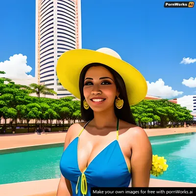 In the small town of Aparecida de Goinia, a beautiful woman with long brown hair and green eyes sat in front of her computer. She was working on a project for her job as an AI developer, but she couldn't help but