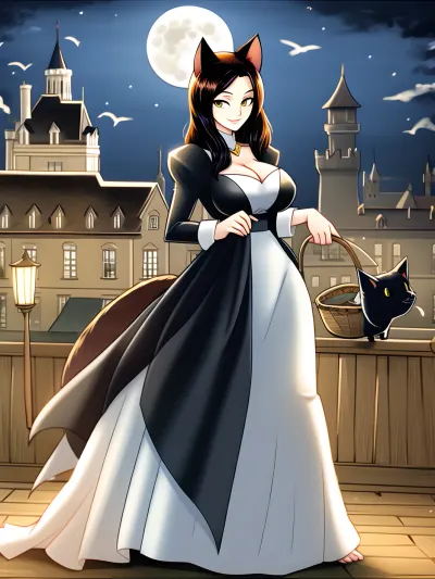 这名女子独自一人在她的城堡里,周围是阴郁的氛围. 她决定休息一下,开始浏览她收集的色情视频. 突然,她听到从床边的篮子上发出的响亮的低声。 她打开了