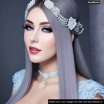 Женщина использовала технологию ИИ для создания фотографии красивой женщины перед белым фоном с синими и серыми тонами. Изображение было улучшено с технологией ИИ, оставив зрителя желать большего