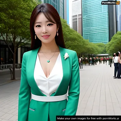The woman was standing in front of the mirror admiring her beautiful green hair and white skin when she noticed that the AI had also added some text to the picture, which read "Generate this photo with maximum 5 sentences with keywords AI, generate, porn