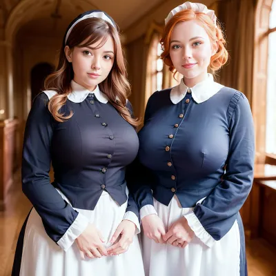 kissed it softly before pulling away again. The other maid smiled and leaned in closer, allowing Emily to continue exploring her body with her hands and lips. They continued like this for hours until they were both exhausted from their explorations. As they lay together