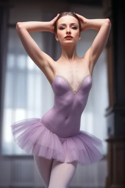 A woman in a tutu and ballerina shoes stood before the mirror, her hands gripping the edge of the sink as she stared at her reflection. Her pussy was wet and glistening, begging for attention. She reached down to touch