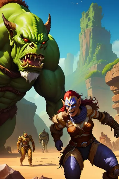 hewoworc, shewoworc, <lora:sxz-orcs:.5>, pikkyfemaleorc, 1girl, <lora:FemaleOrc:.5>, (animal), (((many, giant, monsters, are, around, girl, evil, surrounded, creatures, in, background)))