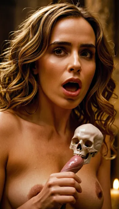 The picture showed Hermione Granger, the protagonist of the story, touching Lord Voldemort's penis with her lips