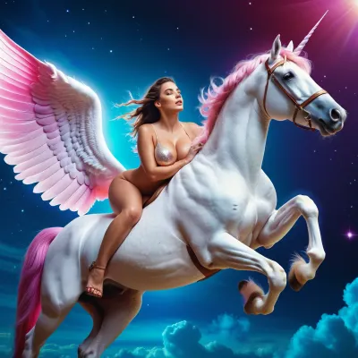 莎拉(Sarah),一个长着大咪咪的女人,在公园里走过,当时她看到一只带着大咪咪的飞天独角兽. 她无法相信自己的眼睛,决定拍一张照片. 当她打破照片,独角兽眨眼