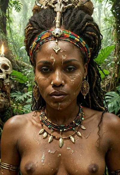 一个有着发光的魔法气和古代首饰的女人站在一个头骨和骨骼祭坛前,用古代语言高呼. 在她继续施展魔法时 她的气息充满活力 决心从这个古老的仪式中 拿出一些特别的东西