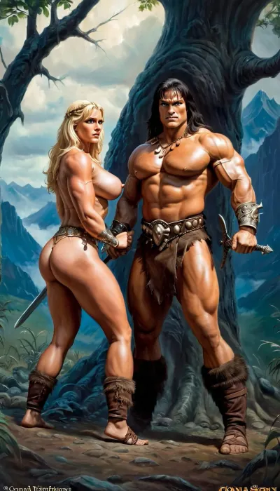 Conan, the Barbarian, was a fearsome warrior with massive muscles and a huge sword. He was skilled in combat and had a reputation for being ruthless in battle. One day, he stumbled upon an ancient fortress that held the key to his