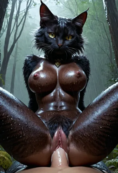 Kadın, yoğun gözlerle ve uzun bir kuyrukla uzun, koyu renkli bir kediydi. Uzun bir kuyruk ve büyük kulaklar gibi feline özellikleri olan antropomorphic gövdesi vardı. Onun kedisi ıslak ve açıktı, öfkesini açığa çıkarmak