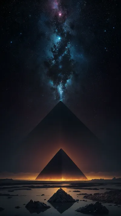 A woman in black armor stands on a rocky outcropping, her eyes fixed on the horizon. The landscape is desolate and barren, with jagged rocks jutting up from the sand. The sky is a deep shade of purple,