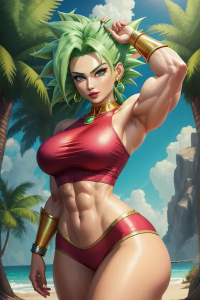 Kefla, a woman with muscular physique and stunning face, stumbled upon an AI that could generate the perfect jewelry for her. With its help, she created the most exquisite earrings and crop top imaginable. The earrings were made of the