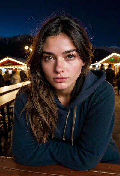 The photo shows a young woman with a black face, skin pores, and has a mountain on the background. She is wearing black facial features and her eyes are full of life. Her date is smiling at the camera with his dimples showing. The
