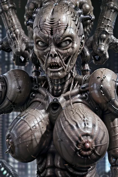 Son derece ayrıntılı ve ultra gerçekçi 8k ultra gerçekçi stil AI, HR Giger tarzında büyük bir boobs kadını tasvir ediyor, saçma bir yüksek çözünürlükle ve HR Giger'in Alien Kadın stilinde. Fotoğraf gerçekçi kadın