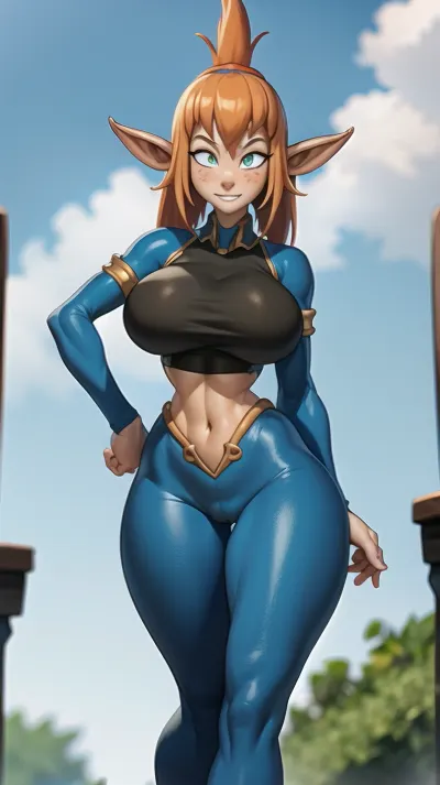 The AI generated porn picture of a red-haired elf with freckles, high quality, and 1k uhd was a masterpiece. It had detailed background and wide hips. The gap between the thighs was visible, and the hair was parted