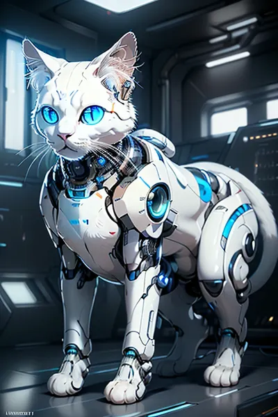 Dr. Maria discovers a cyborg cat with advanced AI capabilities in her latest project, and she is thrilled to share her findings with the world