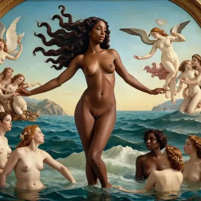 The year 2025 was a time of great change and innovation. As technology advanced, people were able to create realistic human-like images with incredible detail. One such image was of a beautiful naked black actress named Venus, who had been created using the