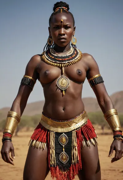 그녀의 몸 주위에 muscular quadruped 괴물과 금 놀과 더불어 ferocious 검정 waslioness는, 아프리카에서 서 있습니다. 그녀는 카메라에서 hungrily 찾고 zdyna_pose를 착용하고 있습니다. 매우 강력한 4k