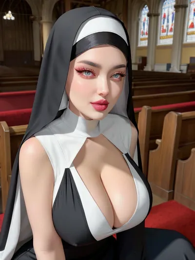 拉丁裔女性身着滑稽的祭司服,身穿高跟鞋,跪在观众面前的照片非常详细,现实,全身暴露,完美照明. 这张照片也是8K分辨率,这意味着它已经