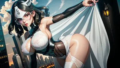 Simon stood in front of the big black-white lantern costume with its see-through background, admiring its intricate details and vibrant colors. He approached Simon, who was mesmerized by the stunning costume, and asked if she liked what she