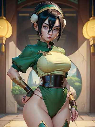 Lyco, a young girl with short hair and grey eyes, is exploring her sexuality in a virtual reality world where she can't resist the urge to try out cowboy shot. She comes across an hourglass figure with short hair and grey eyes,