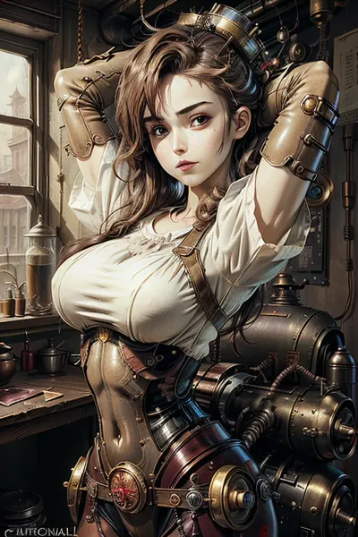 Emily discovered a unique arm in an abandoned building and experimented with it, discovering that it had natural breasts that were the envy of many women in the city. She became fascinated by this new technology and began experimenting with different poses and expressions for her robots