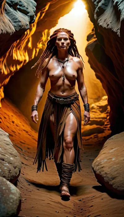 Ginger, a skilled hunter and gatherer, lives in a world where technology has been forgotten. She lives alone in the depths of a cave with little food and no firewood to keep herself warm at night. One day, while exploring the cave