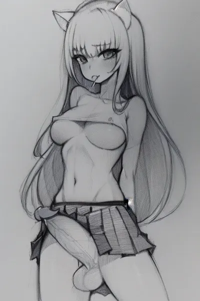 Lily, a young woman with big penis and big glans, stumbled upon an AI-generated image of herself with big penis and big glans. She was fascinated by the image and decided to use it as inspiration for her own artwork. She spent