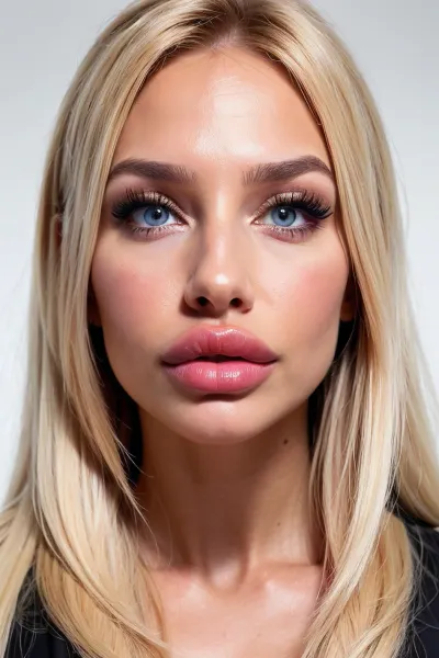 A highly detailed and realistic ultra mini make up artist with ultra snatched face, lips, eyes, nose, skin, hair extensions and antiageing skincare products