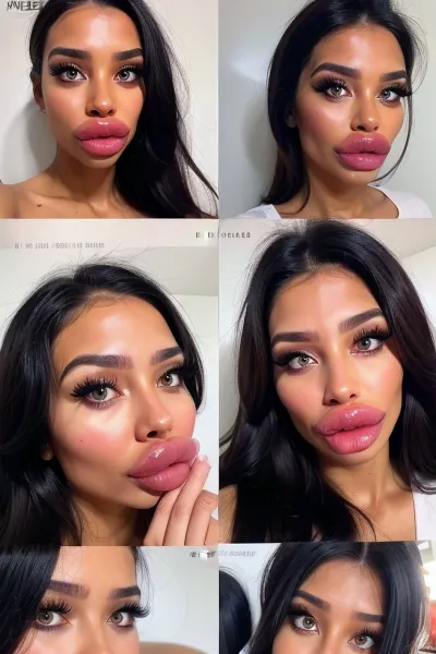 The woman underwent advanced technology and tools to achieve her desired look, including high-quality photos, detailed skin texture, realistic reflections of light, and flawless skin. Her lips were highly detailed with ultra-realistic fillers that made them appear plum