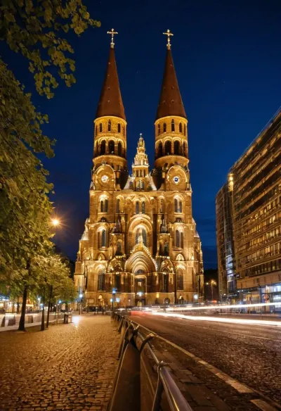 In 1945, the streets of Berlin were still filled with rubble and debris from the war. The Kaiser Wilhelm Memorial Church stood tall and proud, its tower reaching towards the sky. As I walked by, I couldn't help but notice a group