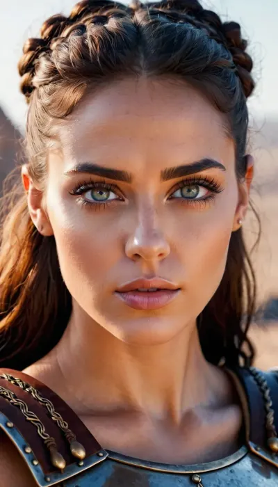The woman stood in front of the photographer, her hair perfectly framing her face and cascading down her back. Her eyes were mesmerizing, with a captivating glint that made you want to stare into them forever. She was wearing a