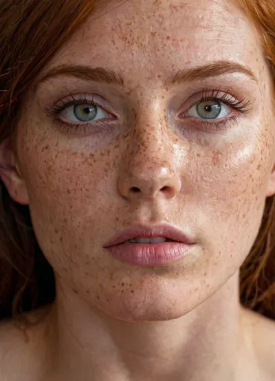 A-cup, narrow torso, on all fours, face down, she gets anal fucked by a man with a huge and extremely wide and extremely long cock. Accurate eyes. Realistic detailed eyes. Realistic skin texture. High resolution face