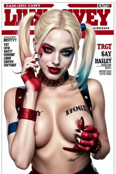 La copertina della rivista mostra una donna bionda appena vestita con uno smirk sul viso, tenendo una copia della rivista con la titolo "Trigger, List" su di essa. Indossa solo un paio di stiletti neri e la sua bionda