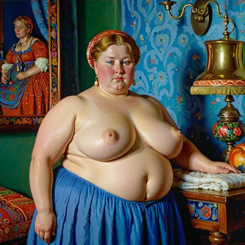Das Gemälde von Boris Kustodiev war ein Meisterwerk, das ihre Schönheit und Perfektion in jedem Detail festlegte