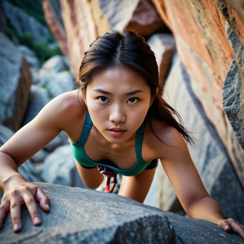 Lily, a young Asian girl, was determined to break free from the mold and achieve her dream of climbing a mountain. She found an AI program that promised to help her reach the summit and was captivated by its dynamic features and stunning visuals. With