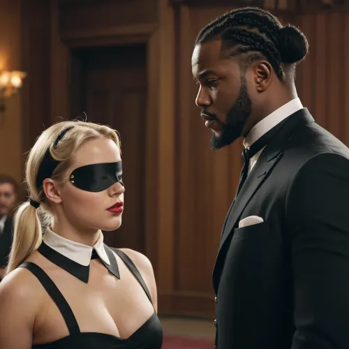 La ragazza bionda con tacchi alti e codini e collare era seduto nell'angolo della stanza, i suoi occhi fissi su una foto di una bella donna. Stava aspettando questo momento da settimane, da quando ha visto la foto online. Lei