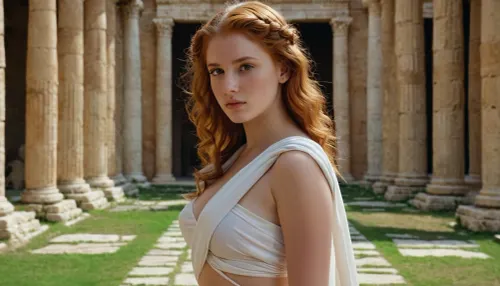 A stunning girl in a sexy Toga photo shoot, with slim body and attractive face