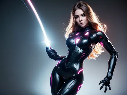 A robot woman made half human. The camera looks at the vagina where sperm flows. standing speed legs. full body