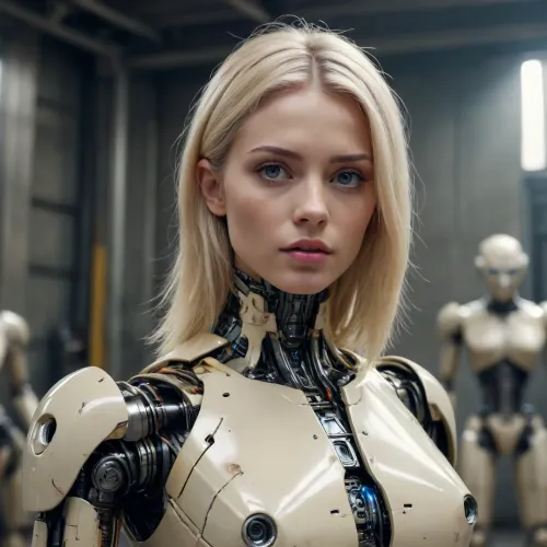 destroyed blonde robots