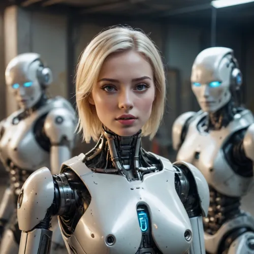 destroyed blonde robots