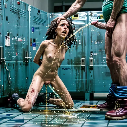 ((rape)), create violent sexual assault scene, (very pale woman), roleplay, roleplaying, (consensual rape roleplay:1.8), show room, (male, human, white), alien penis penetrating human organs, huge dick size, piercing, (pissing:1.8), <lora:nippleRing:.8>, <lora:tiedbreastsblue_XL_reg0_:.8>