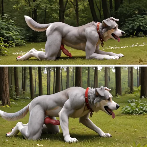 comic style, knot dog cock, analfucking, doggystyle, the gay furry redfox knotty analfucks doggystyle the gay grey furry hound in the forest!, <lora:01_Vortex_:.8>